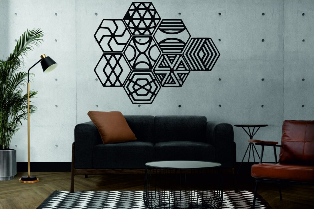 fondo4 Cuadro geométrico – 8 piezas, 110 × 90 cm